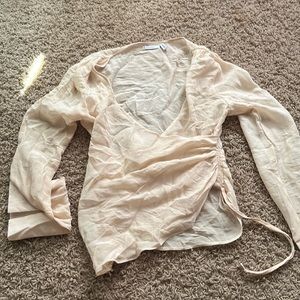 Asos cream ruched blouse